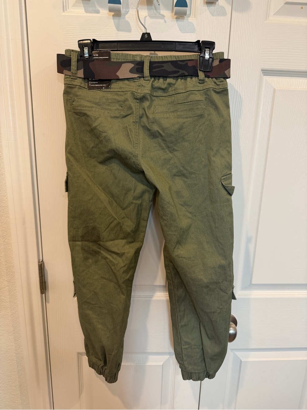 VIP Olive Green Cargo Jogger Pants with Camo Belt - Picture 3 of 3